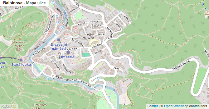 Balbínova - mapa ulice