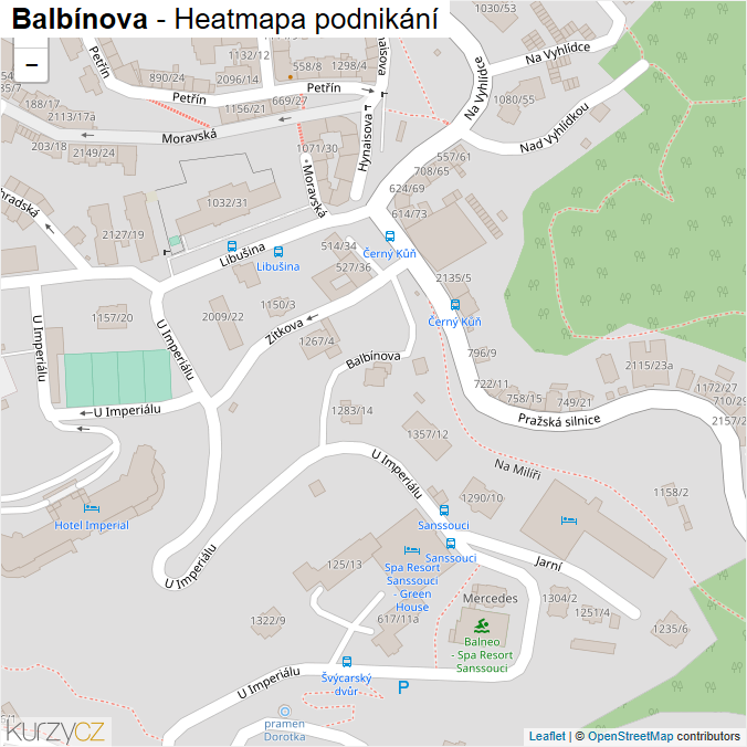 Mapa Balbínova - Firmy v ulici.