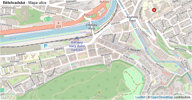 Bělehradská - mapa ulice