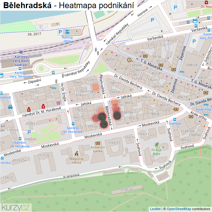 Mapa Bělehradská - Firmy v ulici.