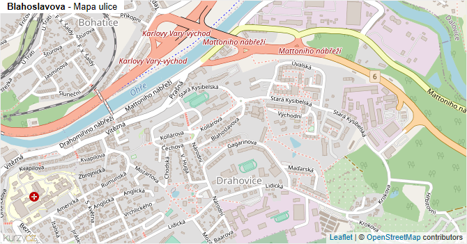 Blahoslavova - mapa ulice