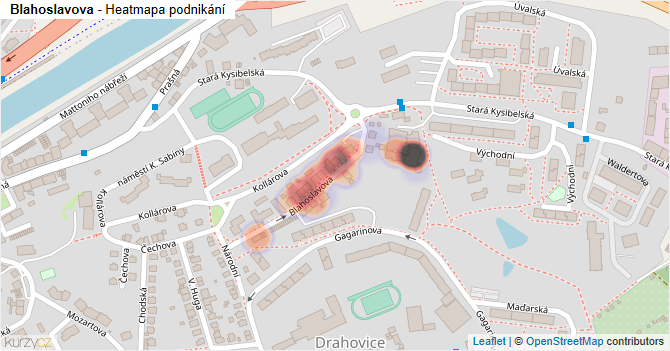Blahoslavova - mapa podnikání