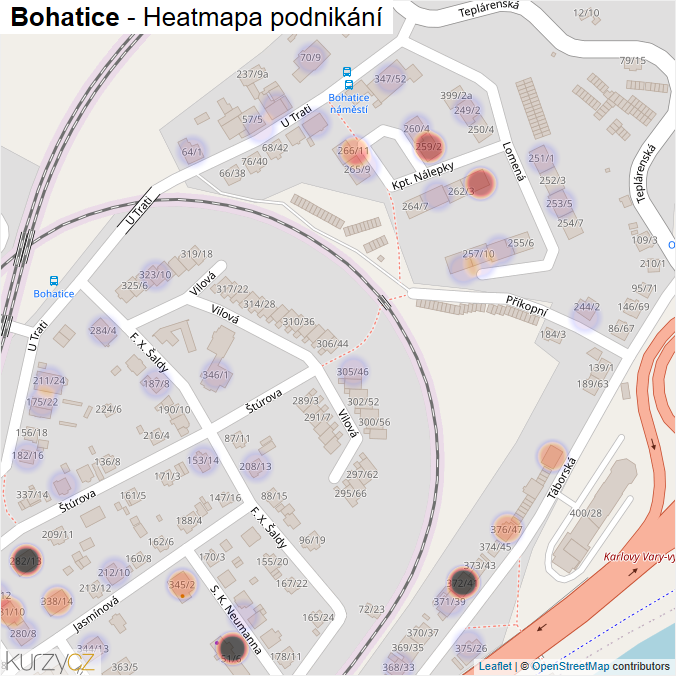 Mapa Bohatice - Firmy v části obce.