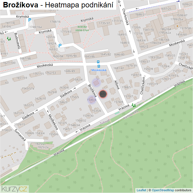 Mapa Brožíkova - Firmy v ulici.