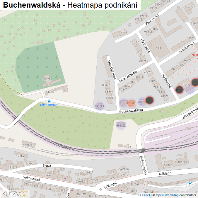 Mapa Buchenwaldská - Firmy v ulici.