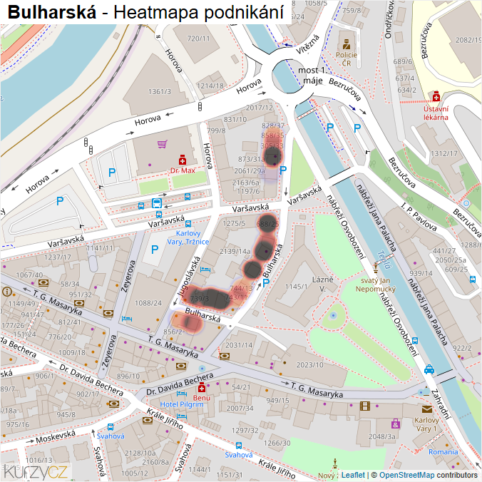 Mapa Bulharská - Firmy v ulici.