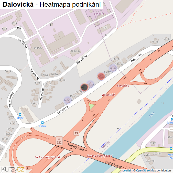 Mapa Dalovická - Firmy v ulici.