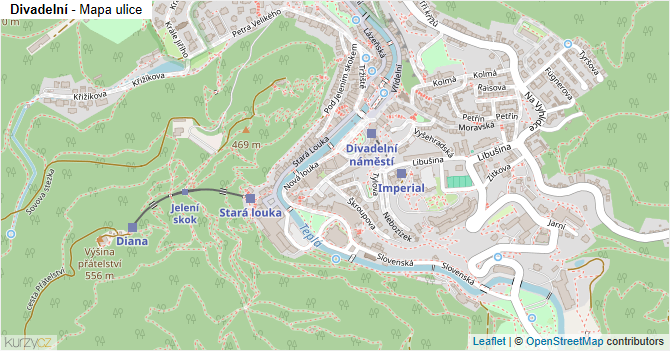 Divadelní - mapa ulice