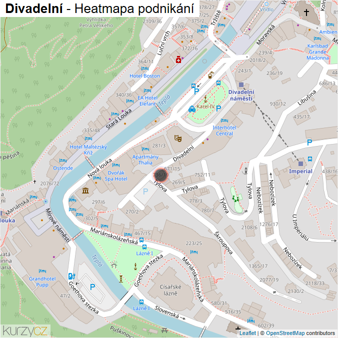 Mapa Divadelní - Firmy v ulici.