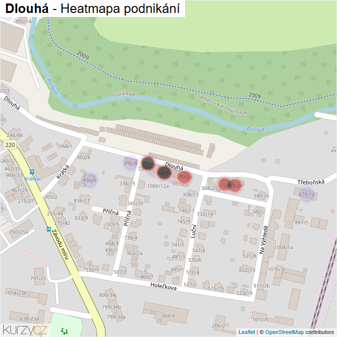 Mapa Dlouhá - Firmy v ulici.