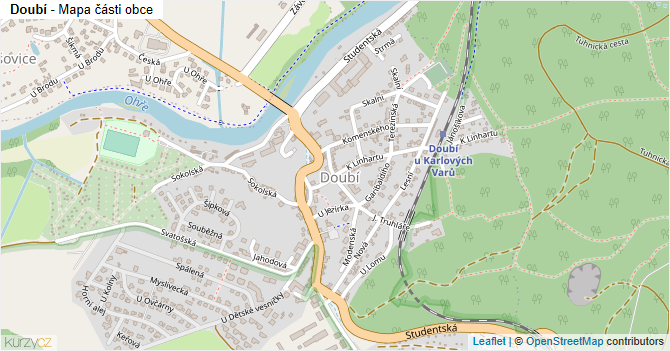 Doubí - mapa části obce