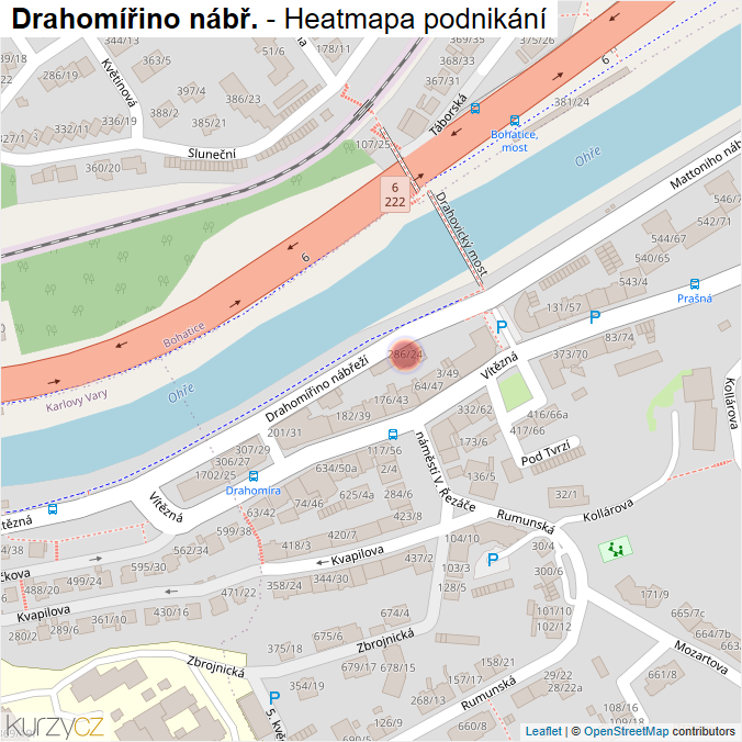 Mapa Drahomířino nábř. - Firmy v ulici.