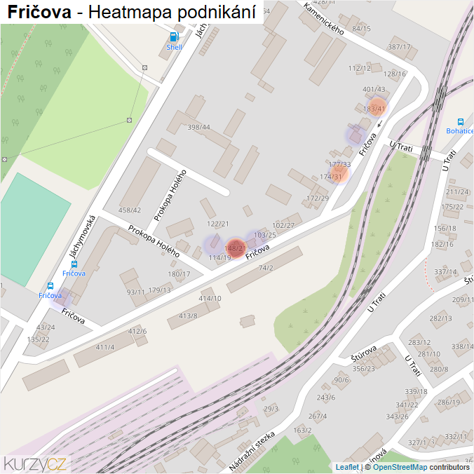 Mapa Fričova - Firmy v ulici.