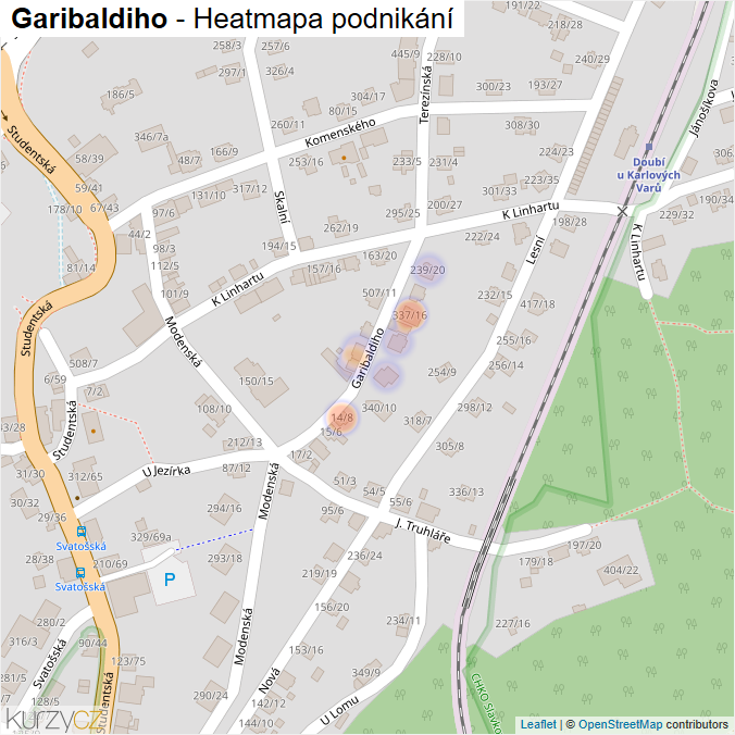 Mapa Garibaldiho - Firmy v ulici.