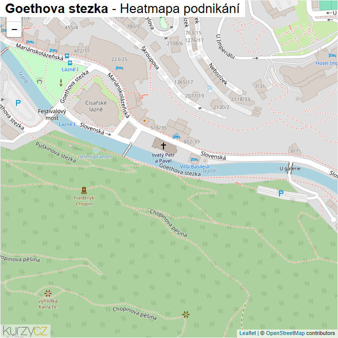 Mapa Goethova stezka - Firmy v ulici.