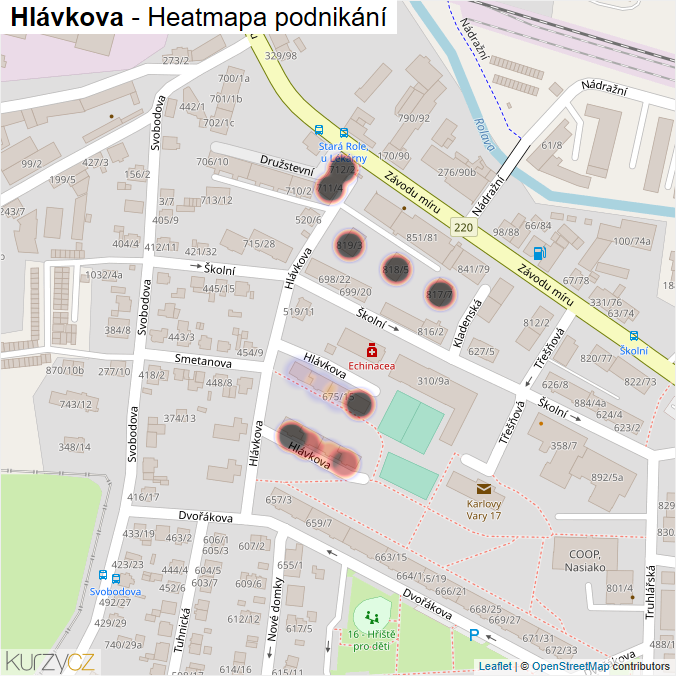Mapa Hlávkova - Firmy v ulici.