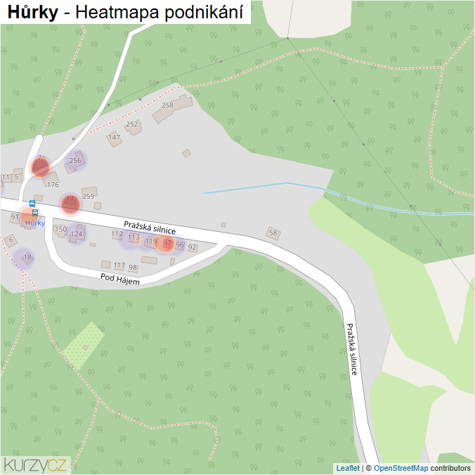Mapa Hůrky - Firmy v části obce.