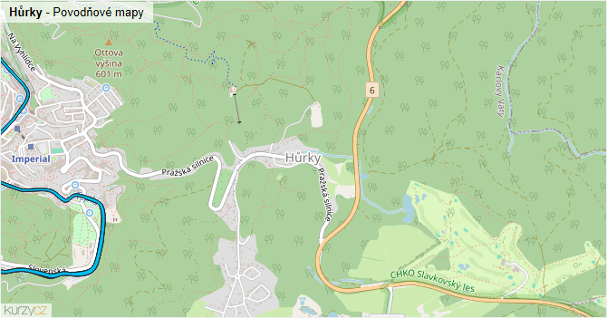 Hůrky - záplavové mapy stoleté vody
