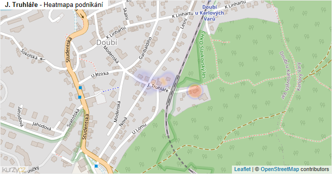 J. Truhláře - mapa podnikání