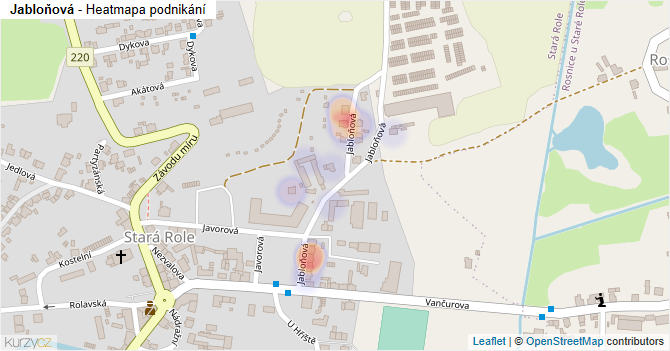 Jabloňová - mapa podnikání