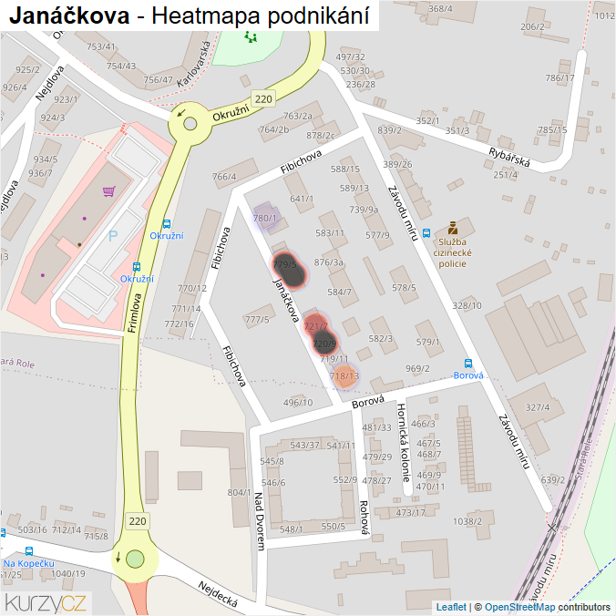 Mapa Janáčkova - Firmy v ulici.
