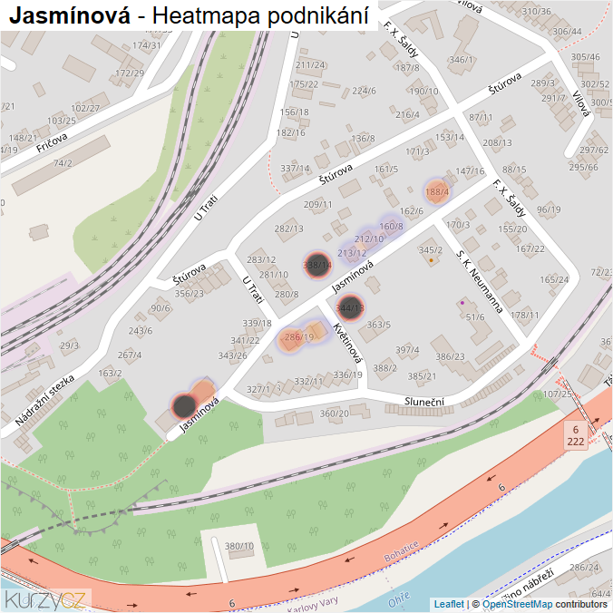 Mapa Jasmínová - Firmy v ulici.