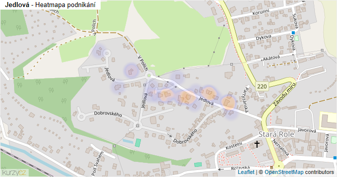 Jedlová - mapa podnikání