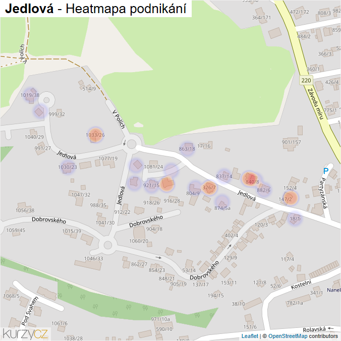 Mapa Jedlová - Firmy v ulici.