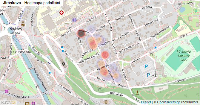 Jiráskova - mapa podnikání