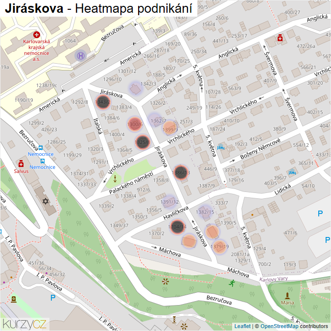 Mapa Jiráskova - Firmy v ulici.