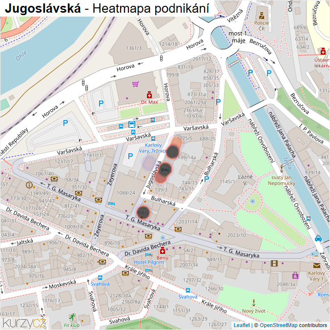 Mapa Jugoslávská - Firmy v ulici.