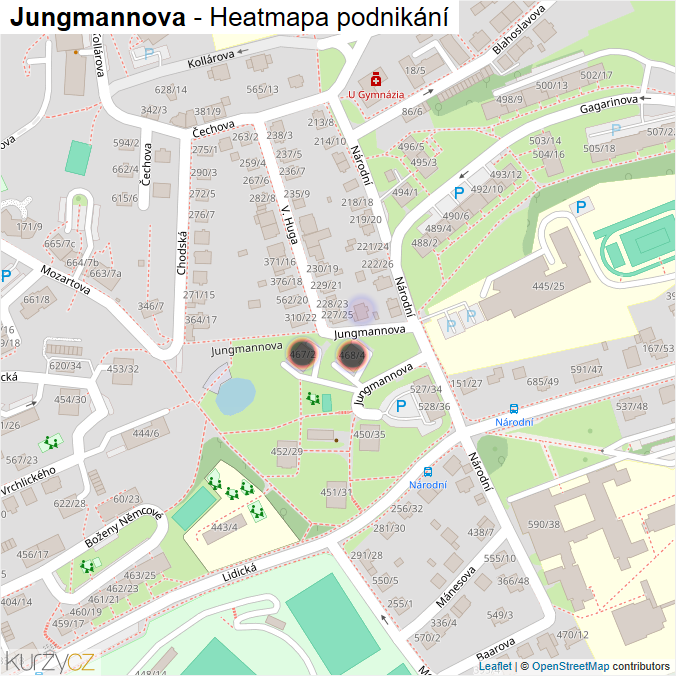 Mapa Jungmannova - Firmy v ulici.