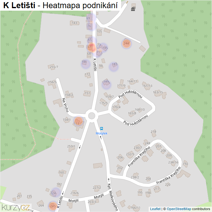 Mapa K Letišti - Firmy v ulici.