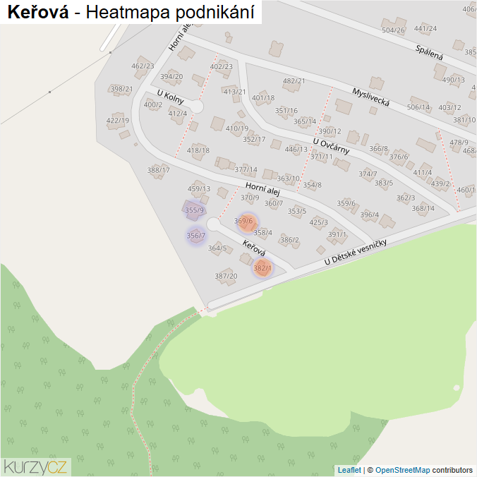 Mapa Keřová - Firmy v ulici.