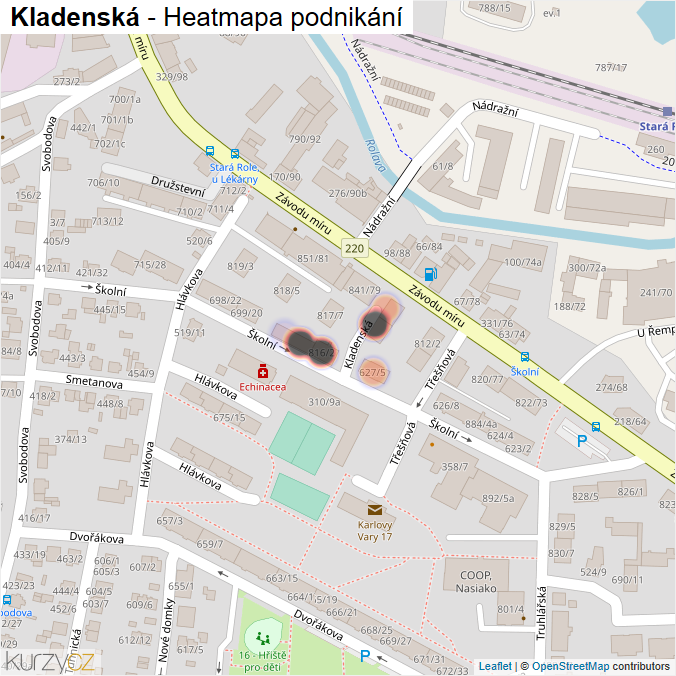 Mapa Kladenská - Firmy v ulici.