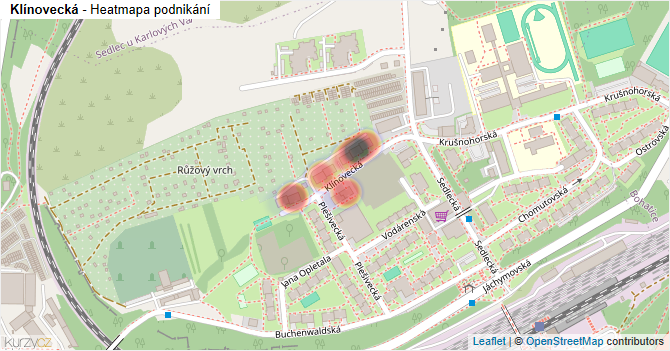 Klínovecká - mapa podnikání