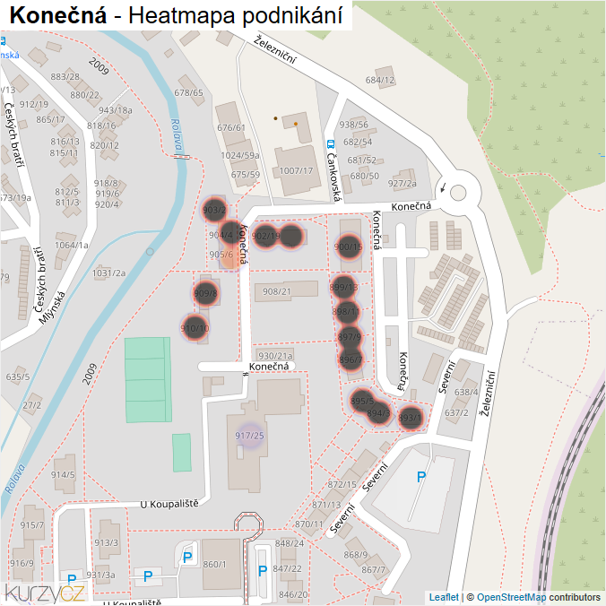 Mapa Konečná - Firmy v ulici.