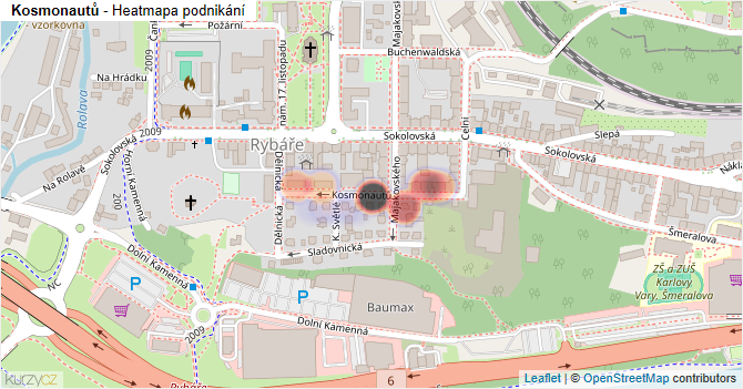 Kosmonautů - mapa podnikání