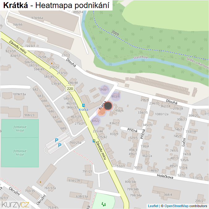 Mapa Krátká - Firmy v ulici.