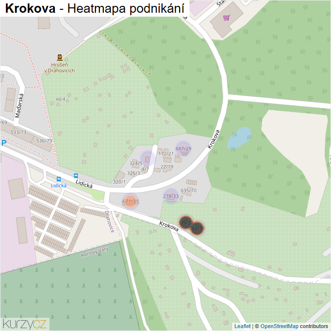 Mapa Krokova - Firmy v ulici.