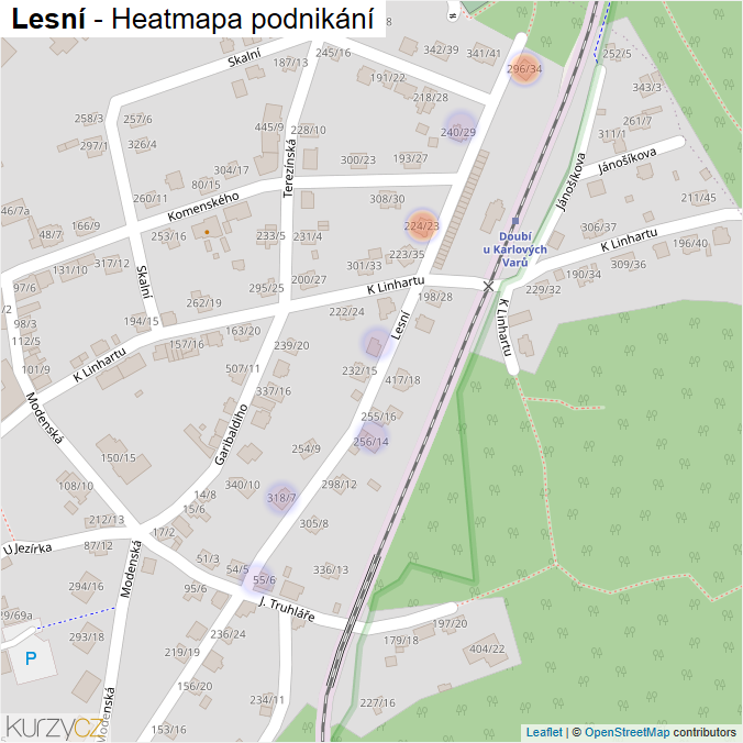 Mapa Lesní - Firmy v ulici.