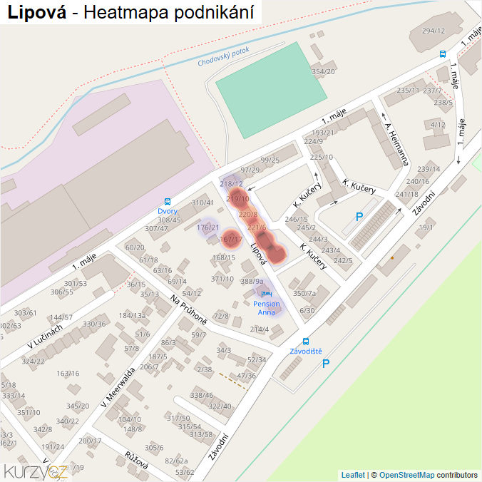 Mapa Lipová - Firmy v ulici.