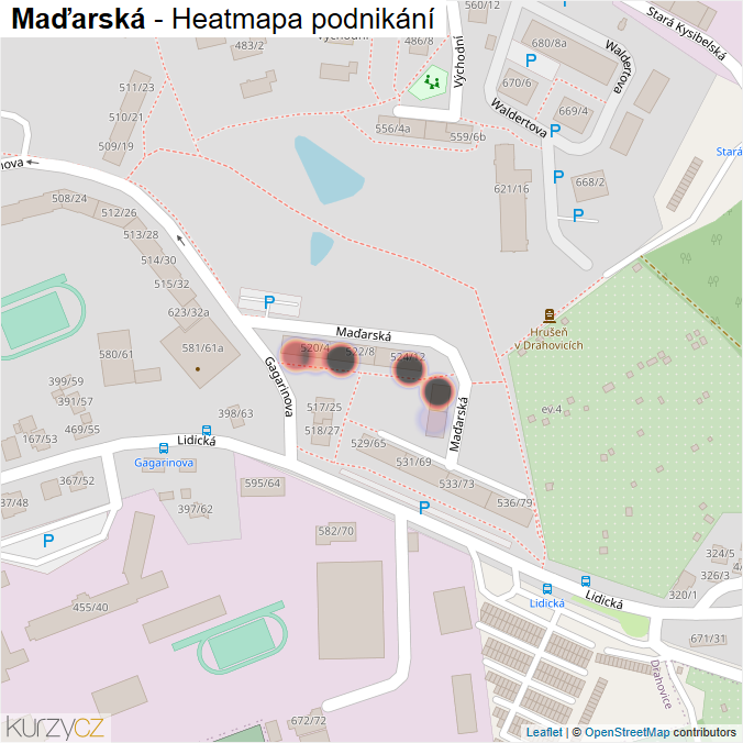 Mapa Maďarská - Firmy v ulici.