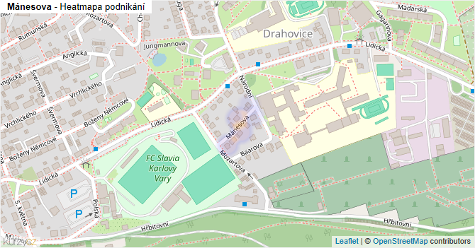 Mánesova - mapa podnikání