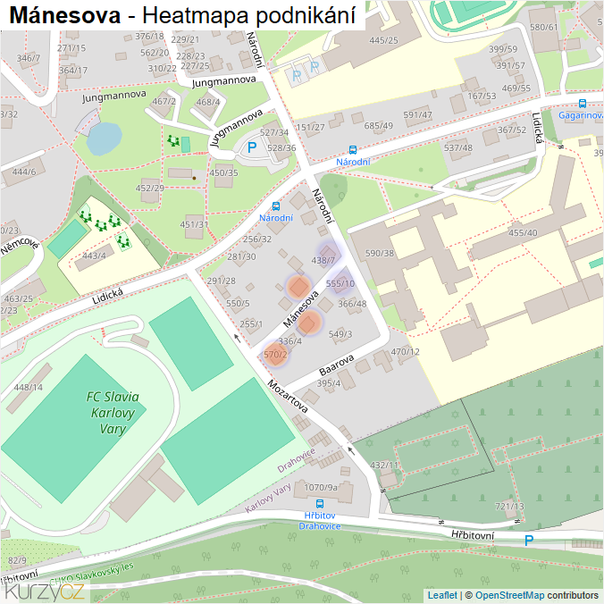 Mapa Mánesova - Firmy v ulici.