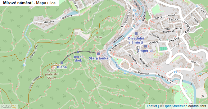 Mírové náměstí - mapa ulice