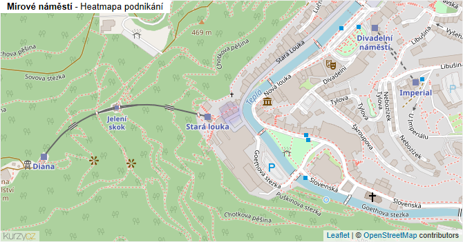 Mírové náměstí - mapa podnikání