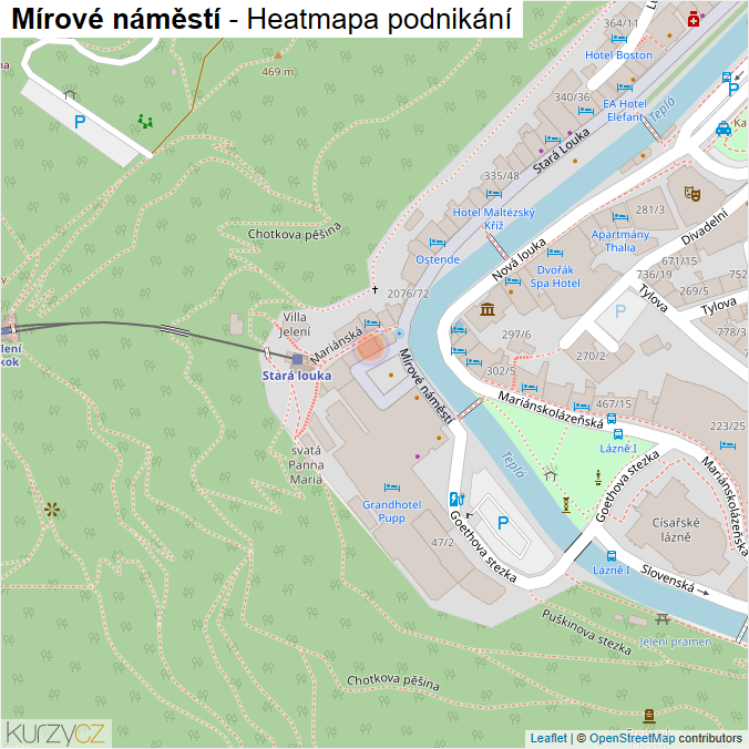 Mapa Mírové náměstí - Firmy v ulici.