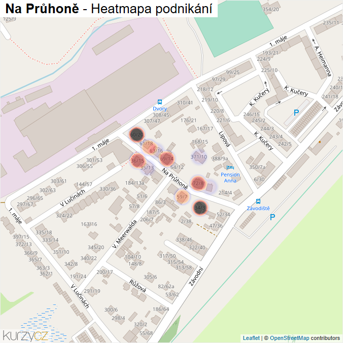 Mapa Na Průhoně - Firmy v ulici.