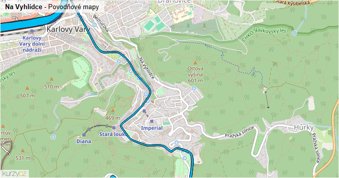 Na Vyhlídce - záplavové mapy stoleté vody